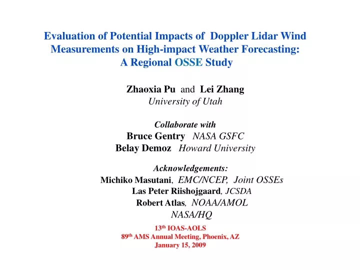 evaluation of potential impacts of doppler lidar