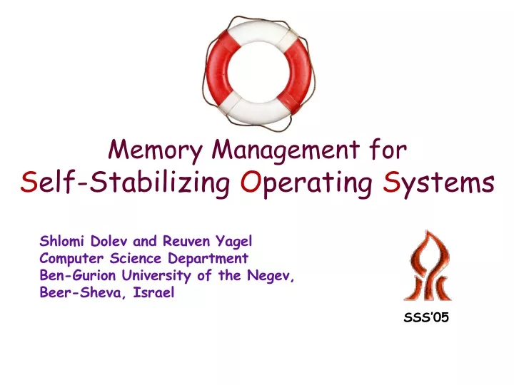 memory management for s elf stabilizing o perating s ystems