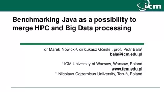 Benchmarking Java as a possibility to merge HPC and Big Data processing