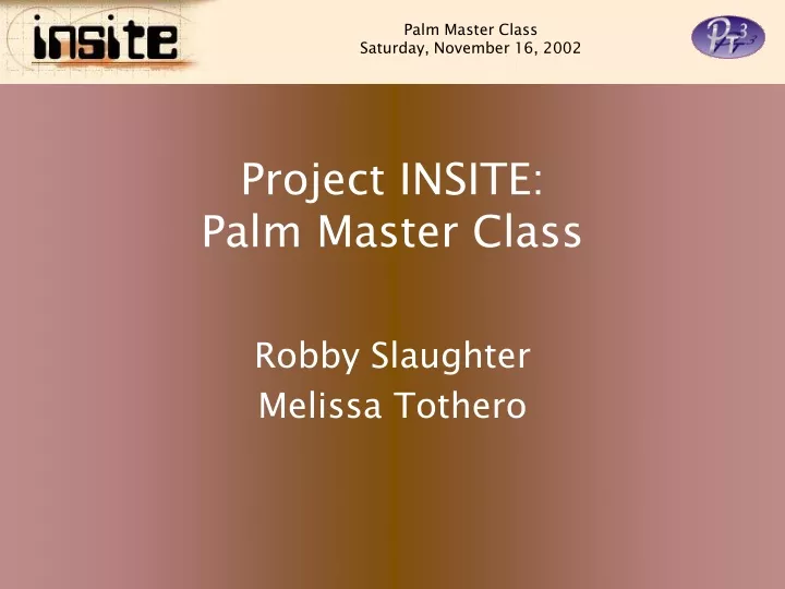 project insite palm master class