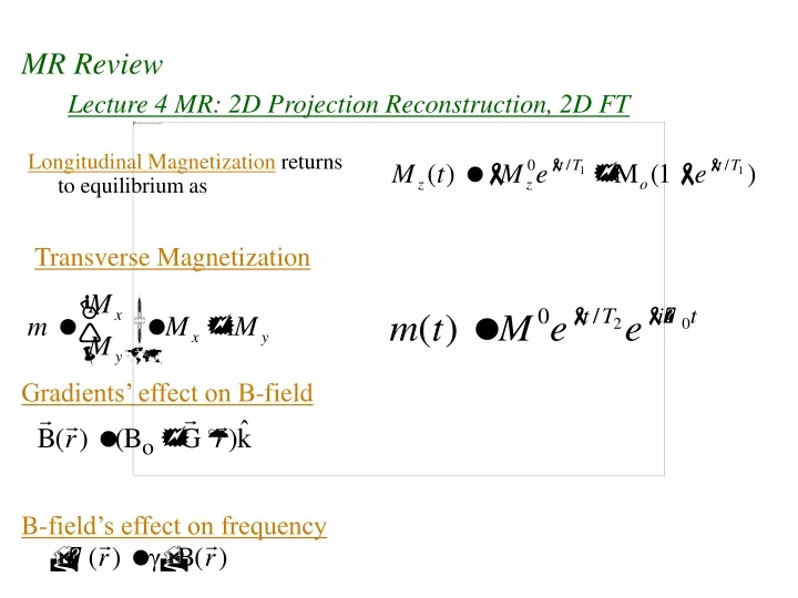 lecture 4 mr 2d projection reconstruction 2d ft