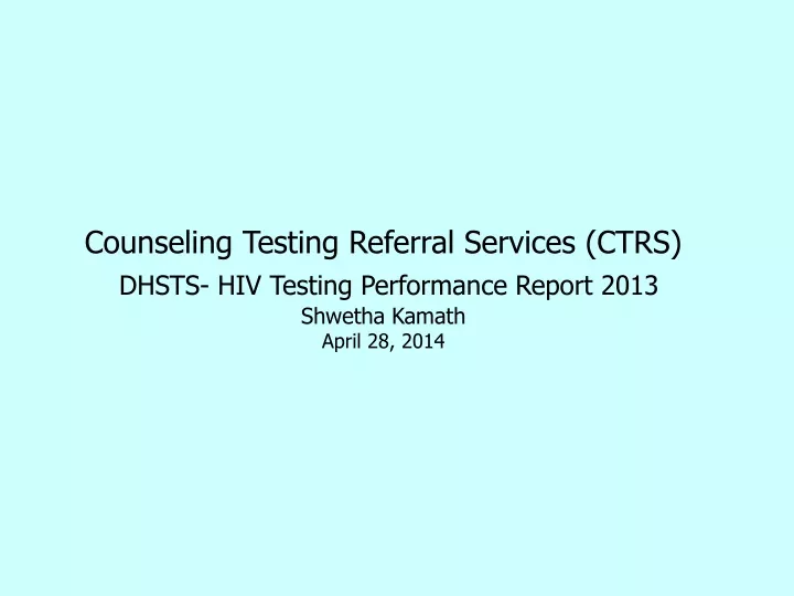 counseling testing referral services ctrs dhsts
