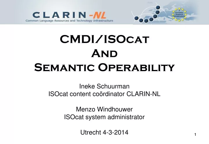cmdi isocat and semantic operability ineke