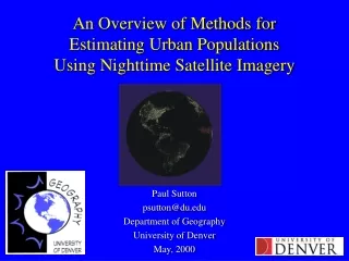 An Overview of Methods for  Estimating Urban Populations  Using Nighttime Satellite Imagery
