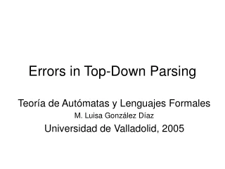 Errors in Top-Down Parsing