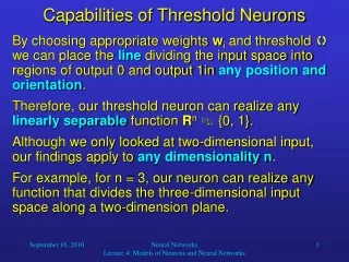 Capabilities of Threshold Neurons