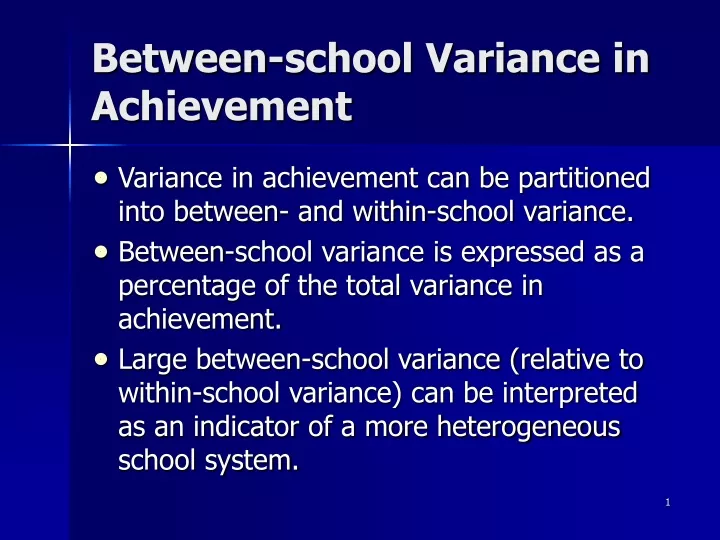 between school variance in achievement