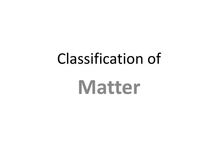 classification of
