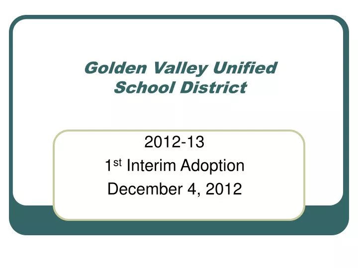 golden valley unified school district