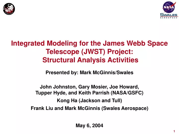 integrated modeling for the james webb space telescope jwst project structural analysis activities