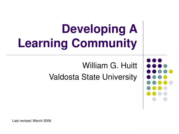 developing a learning community