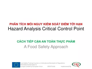 PHÂN TÍCH MỐI NGUY KIỂM SOÁT ĐIỂM TỚI HẠN Hazard Analysis Critical Control Point