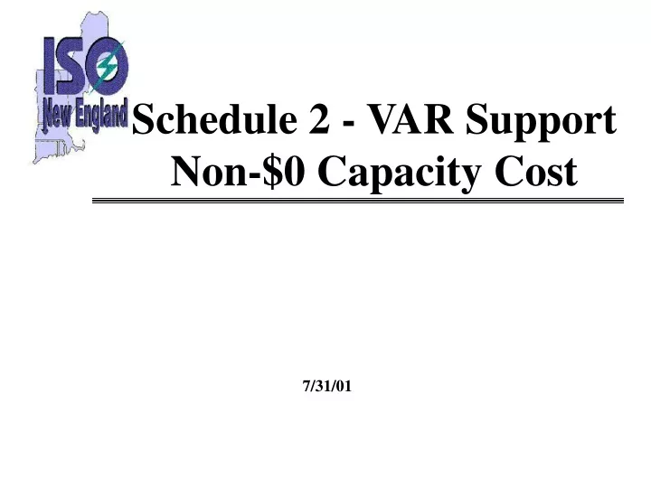 schedule 2 var support non 0 capacity cost