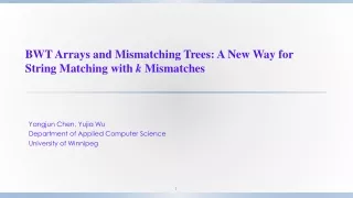 BWT Arrays and Mismatching Trees: A New Way for String Matching with  k  Mismatches