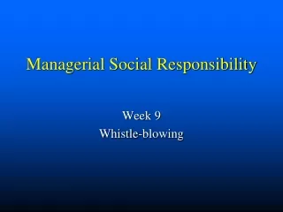 Managerial Social Responsibility