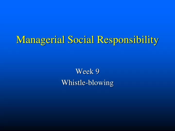 managerial social responsibility