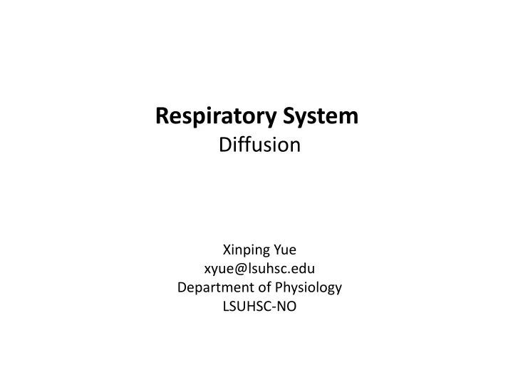 respiratory system diffusion xinping