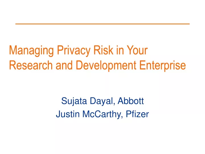 managing privacy risk in your research and development enterprise