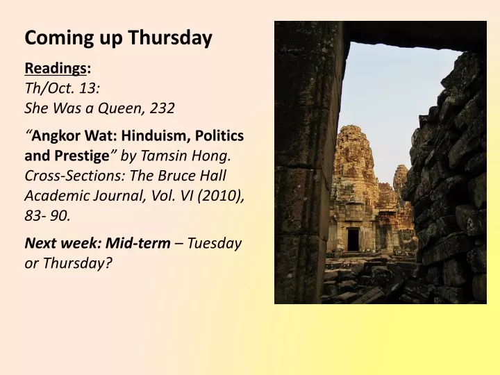 coming up thursday readings