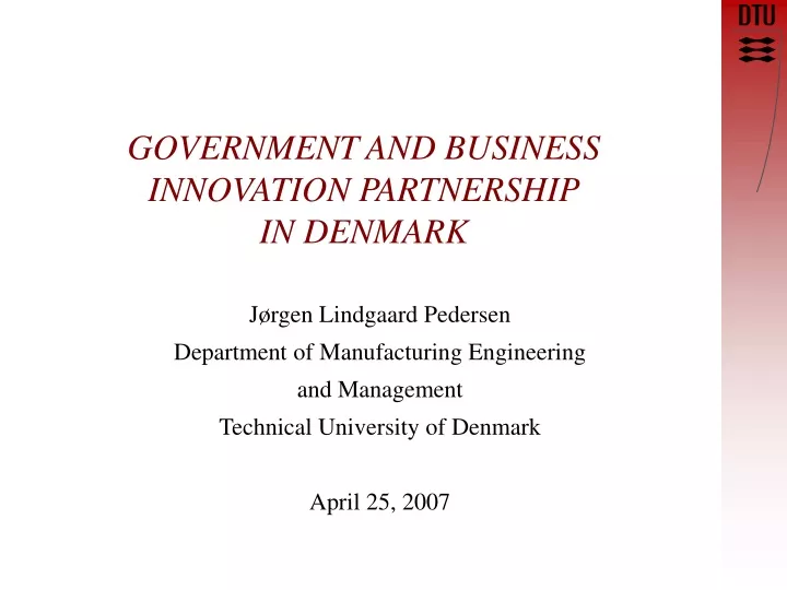 government and business innovation partnership in denmark