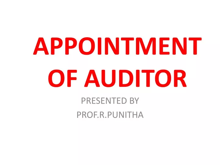 appointment of auditor