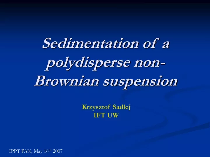 sedimentation of a polydisperse non brownian suspension