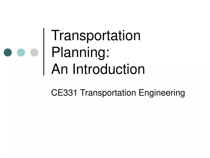transportation planning an introduction