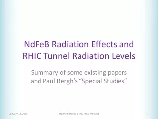 NdFeB Radiation Effects and RHIC Tunnel Radiation Levels