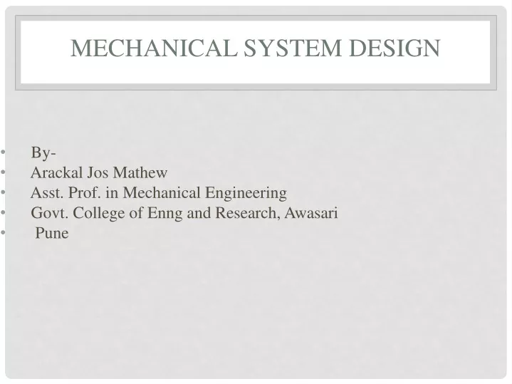 mechanical system design