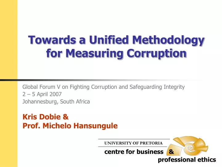 towards a unified methodology for measuring corruption
