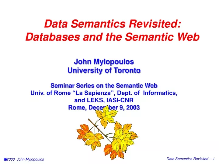 data semantics revisited databases and the semantic web
