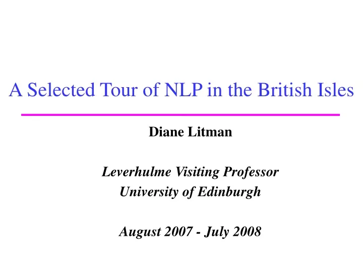 a selected tour of nlp in the british isles
