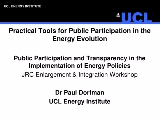 Practical Tools for Public Participation in the Energy Evolution