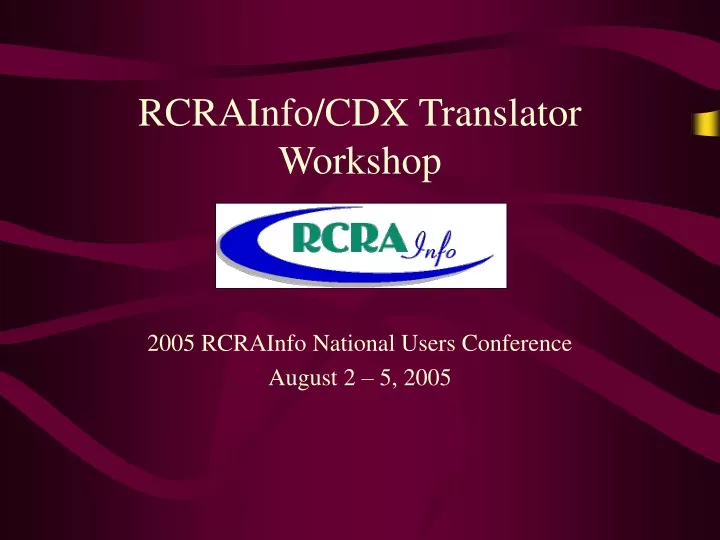 rcrainfo cdx translator workshop
