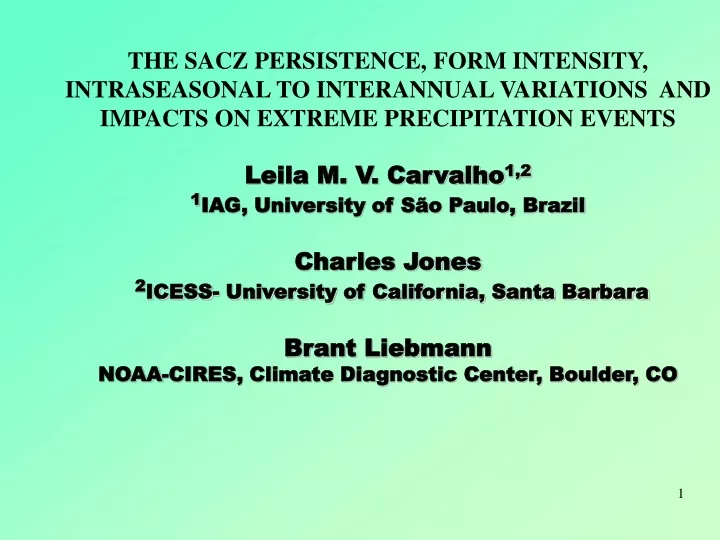 the sacz persistence form intensity intraseasonal