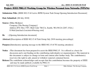 Project: IEEE P802.15 Working Group for Wireless Personal Area Networks (WPANs)