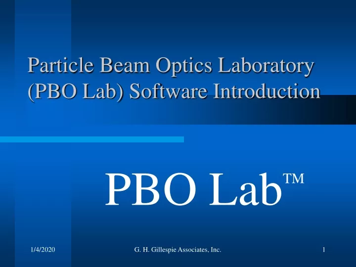 particle beam optics laboratory pbo lab software introduction
