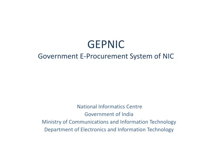 gepnic government e procurement system of nic