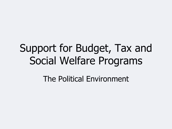 support for budget tax and social welfare programs