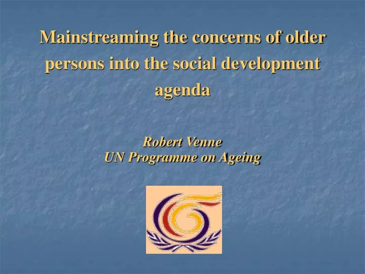 mainstreaming the concerns of older persons into