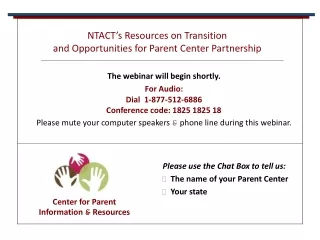 NTACT’s Resources on Transition  and Opportunities for Parent Center Partnership