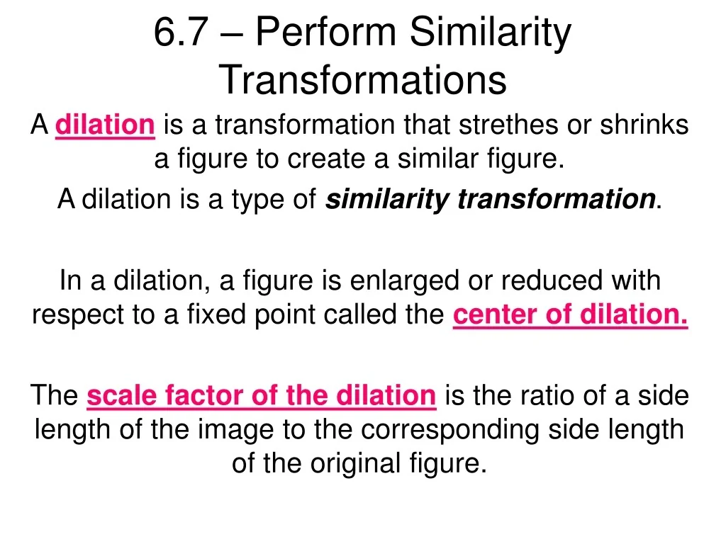 PPT - Dilation in Similarity Transformations PowerPoint Presentation ...