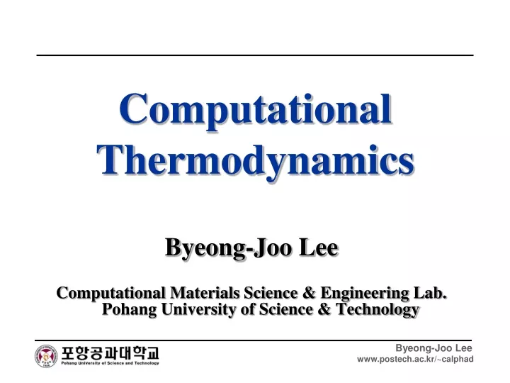 computational thermodynamics