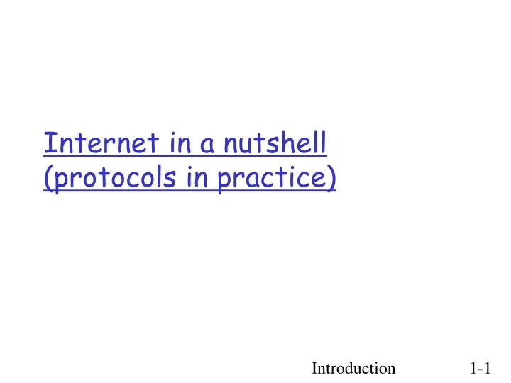 internet in a nutshell protocols in practice