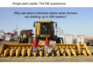 Single plant yields: The NE experience.