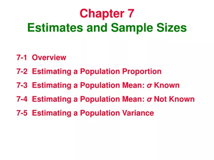 chapter 7 estimates and sample sizes
