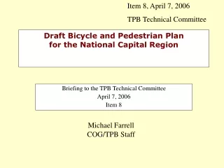 Draft Bicycle and Pedestrian Plan  for the National Capital Region