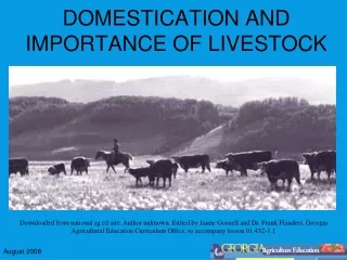 DOMESTICATION AND IMPORTANCE OF LIVESTOCK