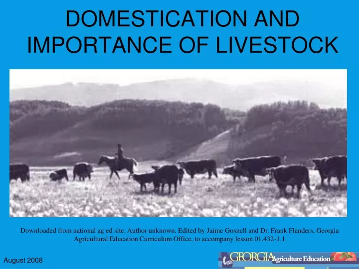 domestication and importance of livestock