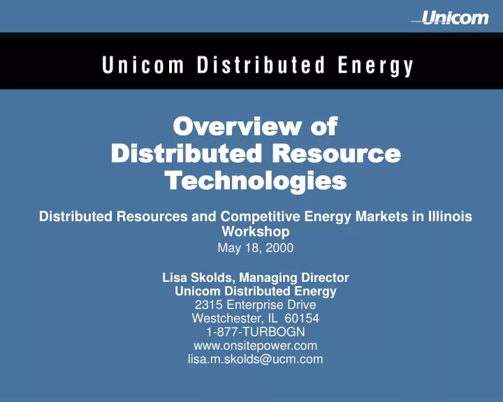 overview of distributed resource technologies